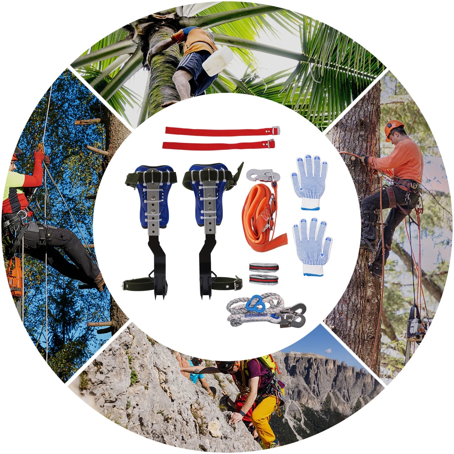 150Kg Capacity Adjustable Tree Climbing Spikes Gear Set With Harness Outdoor