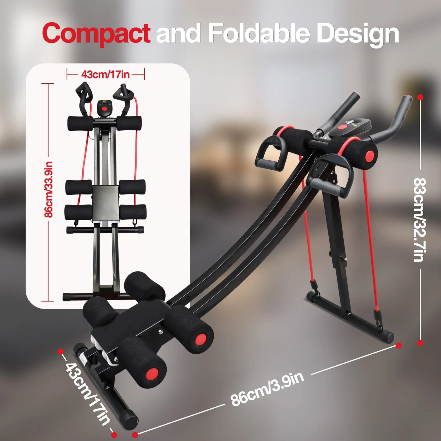 Fitness AB Machine Abdominal Trainer Foldable Adjustable Core Workout Equipment