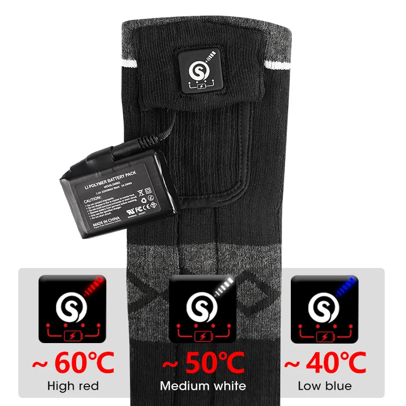 Savior Heat Rechargeable Electric Heated Socks Winter Warm Thermal Cycling