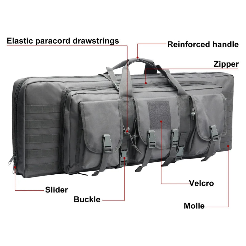 LQARMY Tactical Double Rifle Case Molle Bag Sniper Airsoft Gun