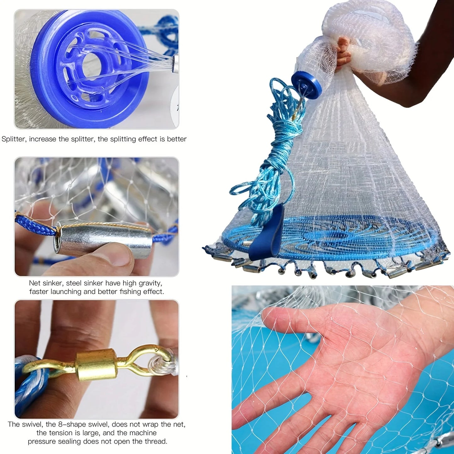 American Style Handmade Fishing Net for Freshwater and Saltwater Use