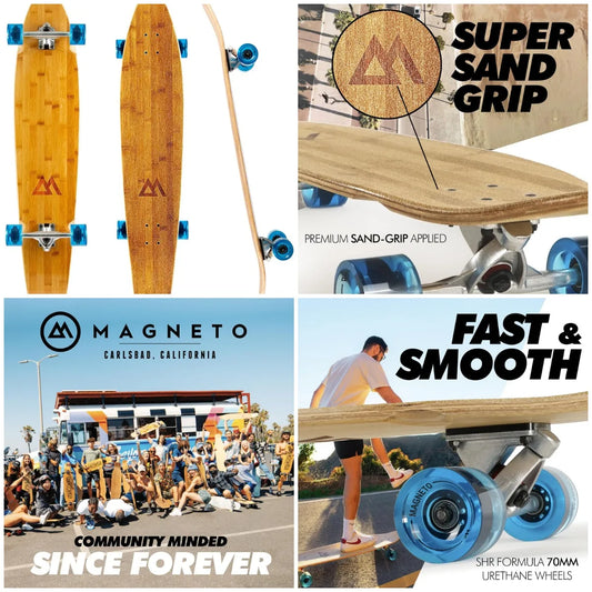 YTYIN Kicktail Cruiser Longboard Skateboard With Bamboo And Hard Maple Deck