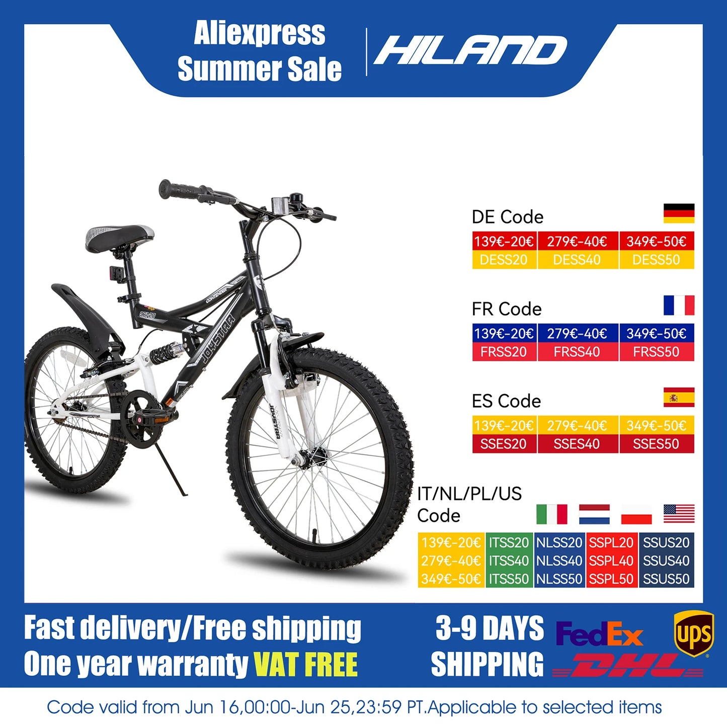 JOYSTAR Kids Mountain Bike Dual Suspension Ages 5 To 13