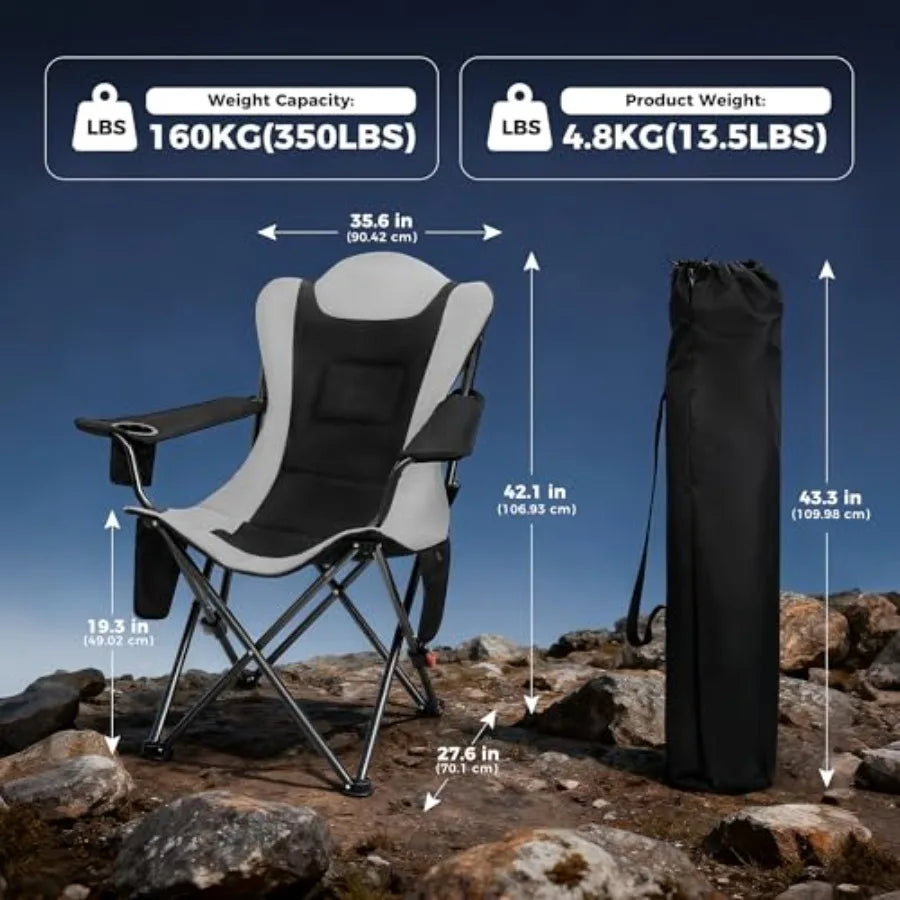 Outdoor Electric Heated Reclining Camping Chair With Cup Holder