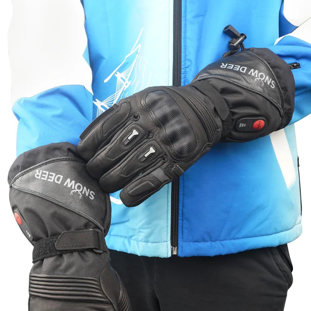 Snow Deer Motorcycle Heated Gloves Battery Powered Waterproof Winter Riding