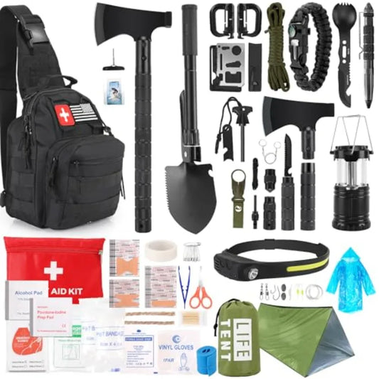 Survival Kit 268 Pcs Emergency Gear With First Aid Kit Headlamp
