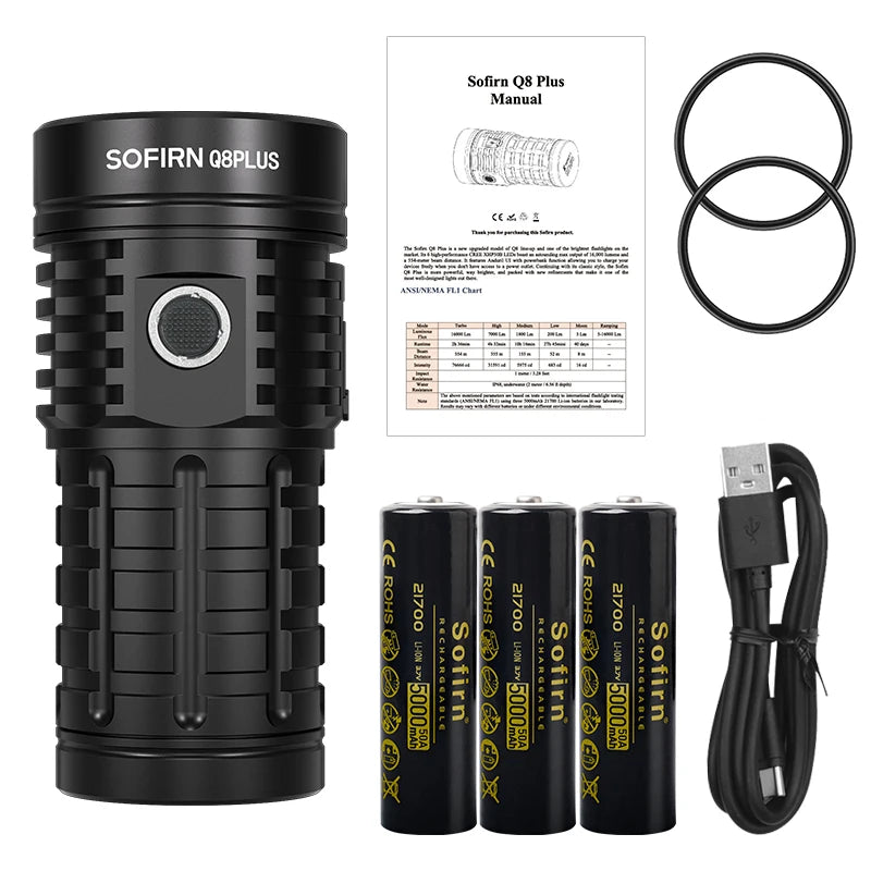 Sofirn Q8 Plus LED Flashlight USB C Rechargeable Anduril 2