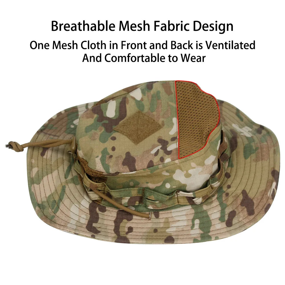 Unisex Breathable Boonie Hat For Outdoor Hiking And Fishing Windproof