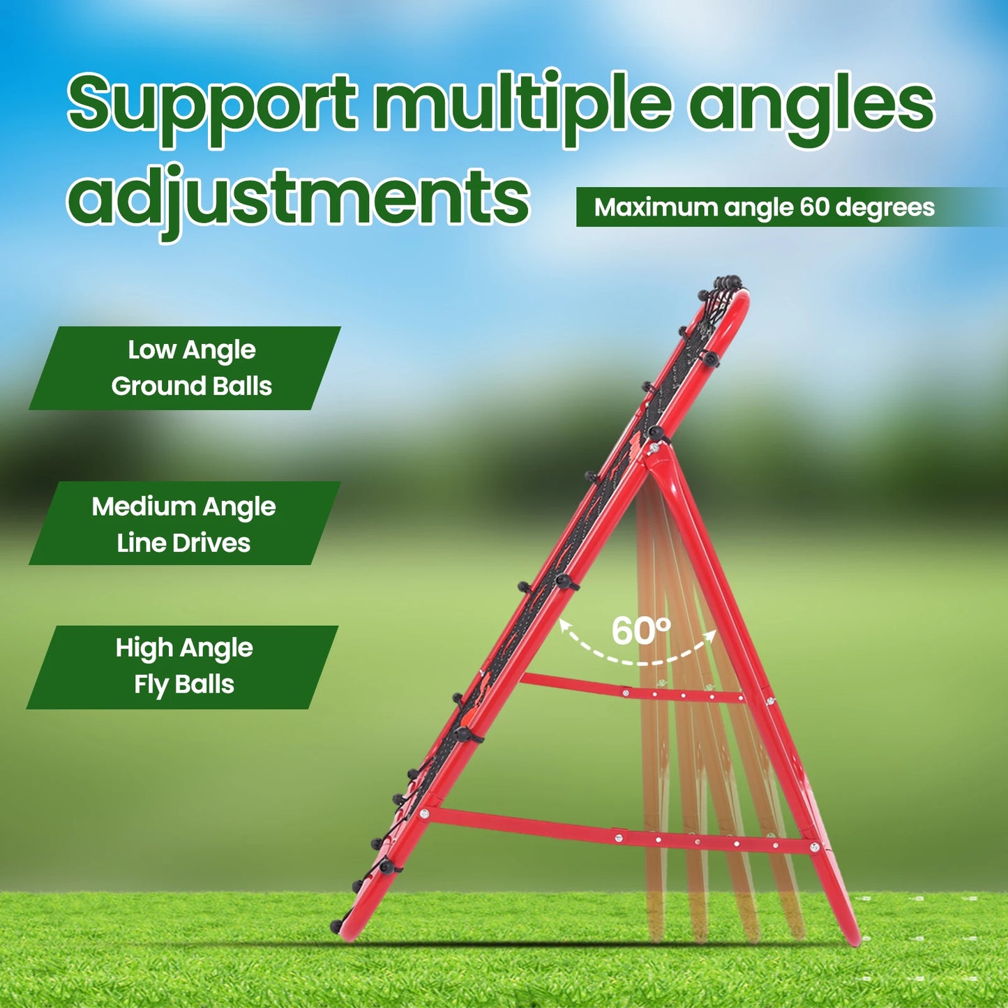 Baseball Rebounder Net Adjustable Bounce Back Trainer for Soccer Volleyball