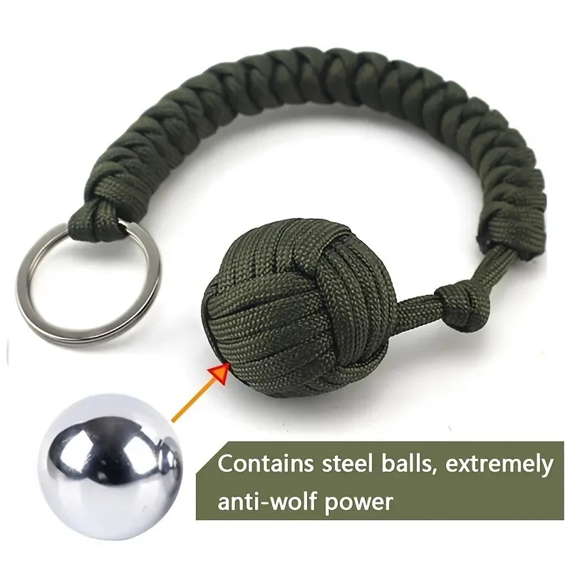 Outdoor Self Defense Umbrella Rope Monkey Fist Steel Ball Chain