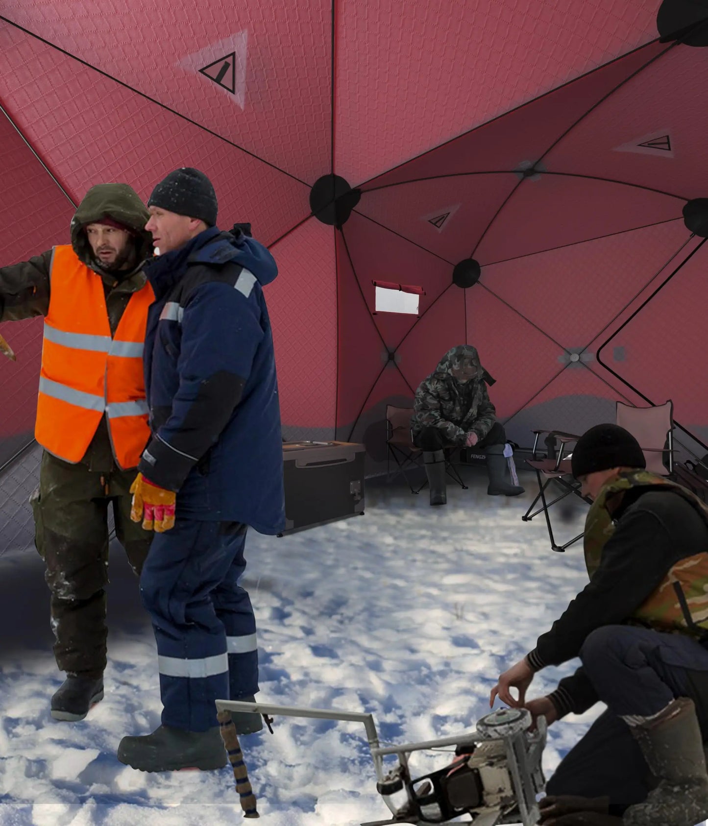 Pop Up Ice Fishing Tent Insulated Shelter Hub Style For 3 To 4 People