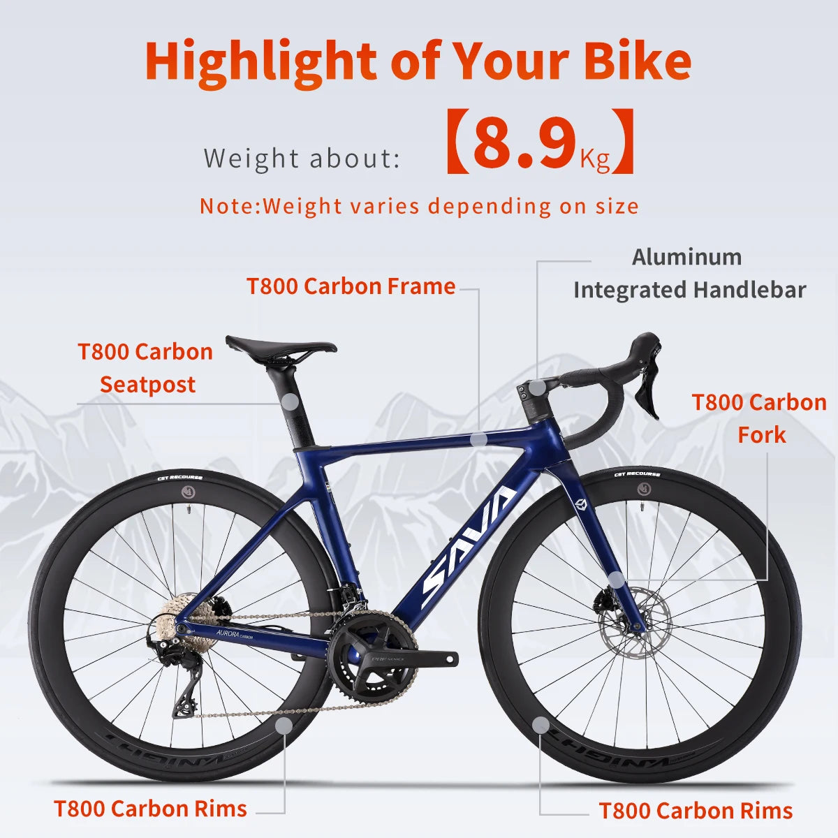SAVA A7LPro Carbon Fiber Road Bike Shimano 105 7120 Groupset