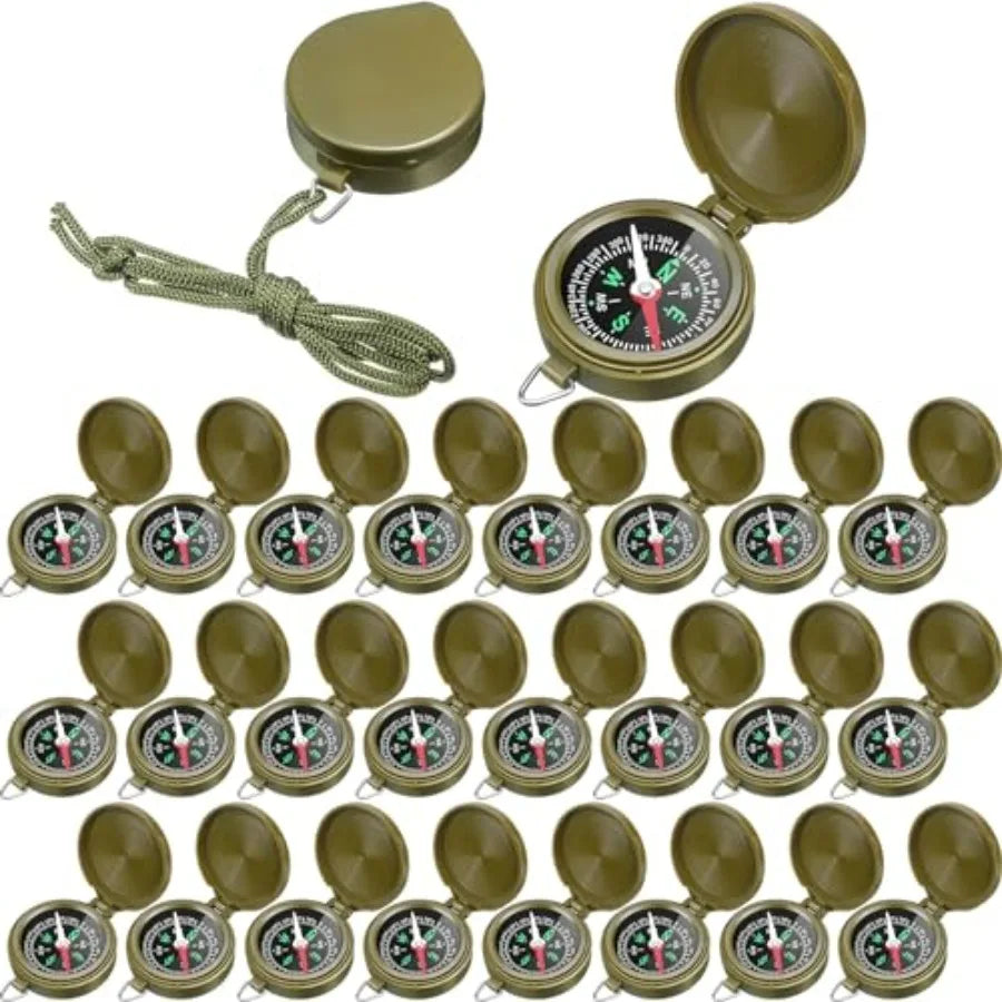 Bulk 24 Pack Mini Pocket Compass With Hanging Rope