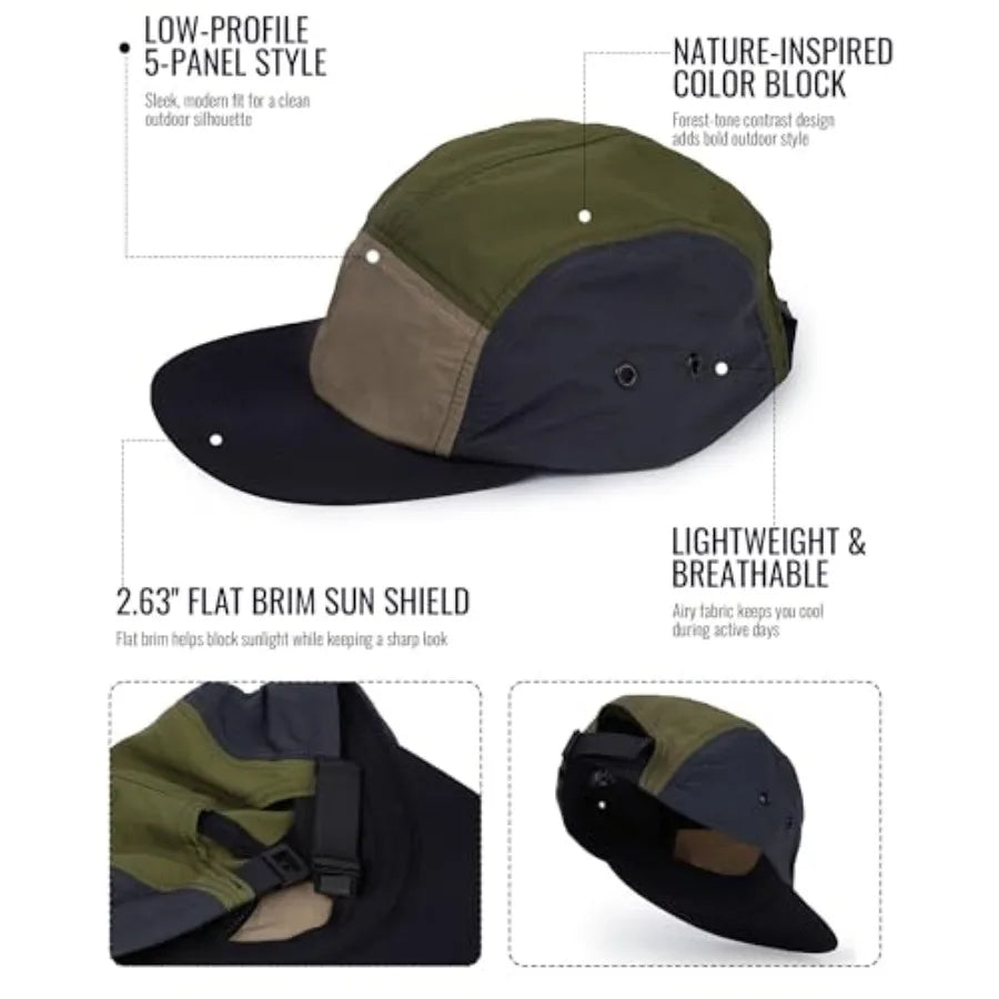 Upf50 Plus Quick Dry 5 Panel Adjustable Baseball Hat Men