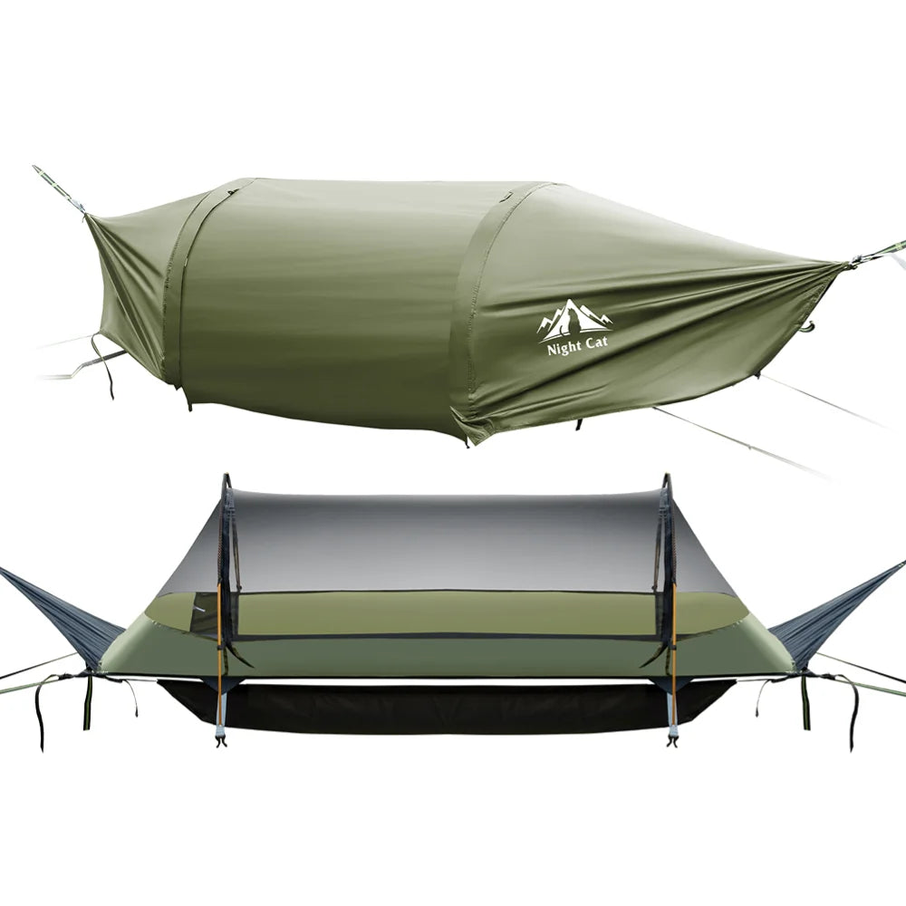 Night Cat Hammock Tent With Mosquito Net Waterproof Rainfly And Storage