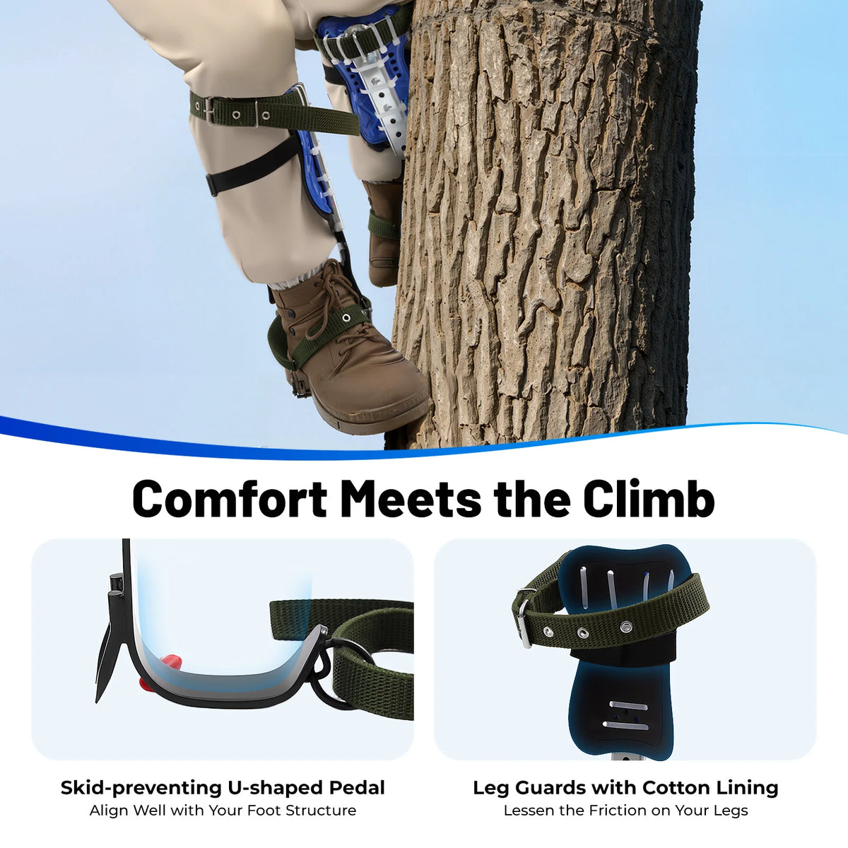Adjustable Steel Tree Climbing Spike Set Durable Outdoor Gear