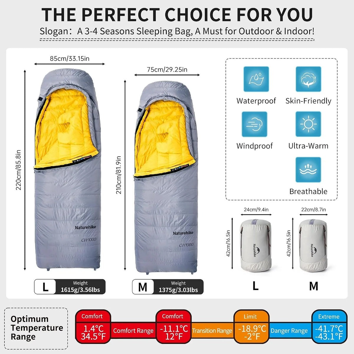 Naturehike Ultralight Duck Down Sleeping Bag For Outdoor Camping