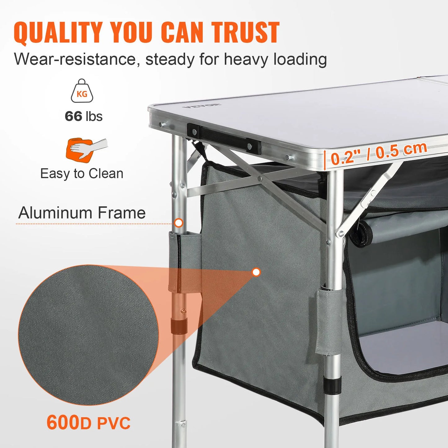 VEVOR Camping Kitchen Table With Folding Design For Outdoor Cooking