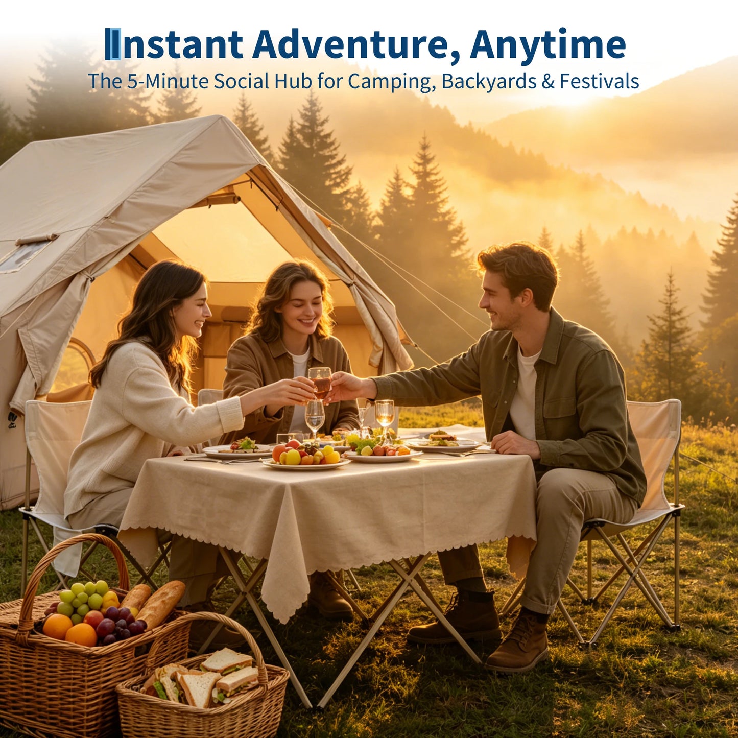 Spacious Waterproof Inflatable Camping Tent For Six Quick Setup Shelter