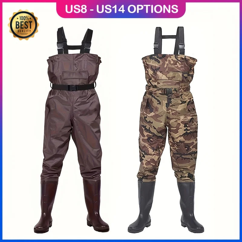 Unisex 3 Ply Nylon Fishing Waders With Boots And Pockets