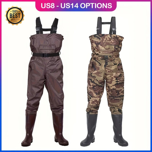 Unisex 3 Ply Nylon Fishing Waders With Boots And Pockets