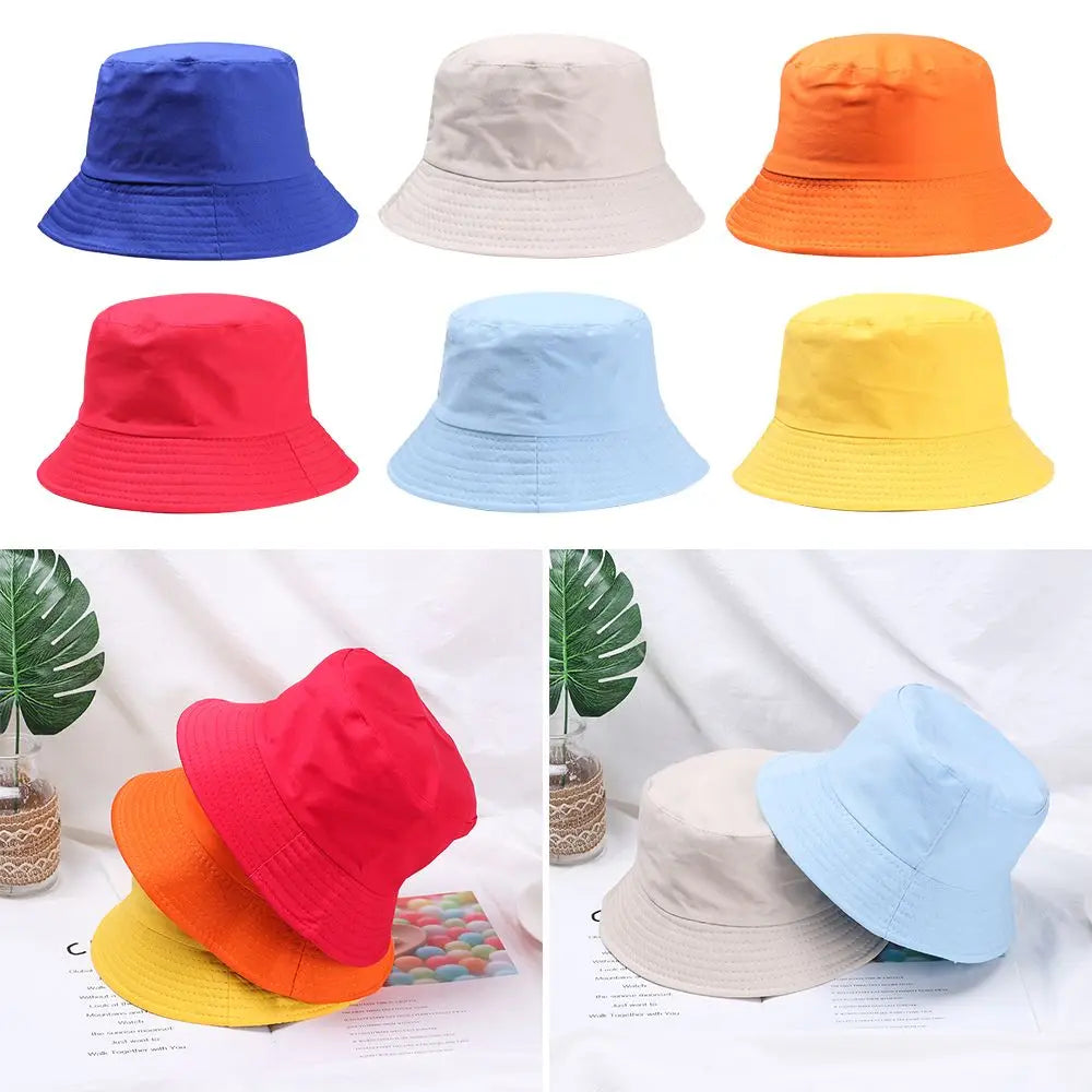 Children Unisex Foldable Bucket Hat Sun Protection Cotton Outdoor