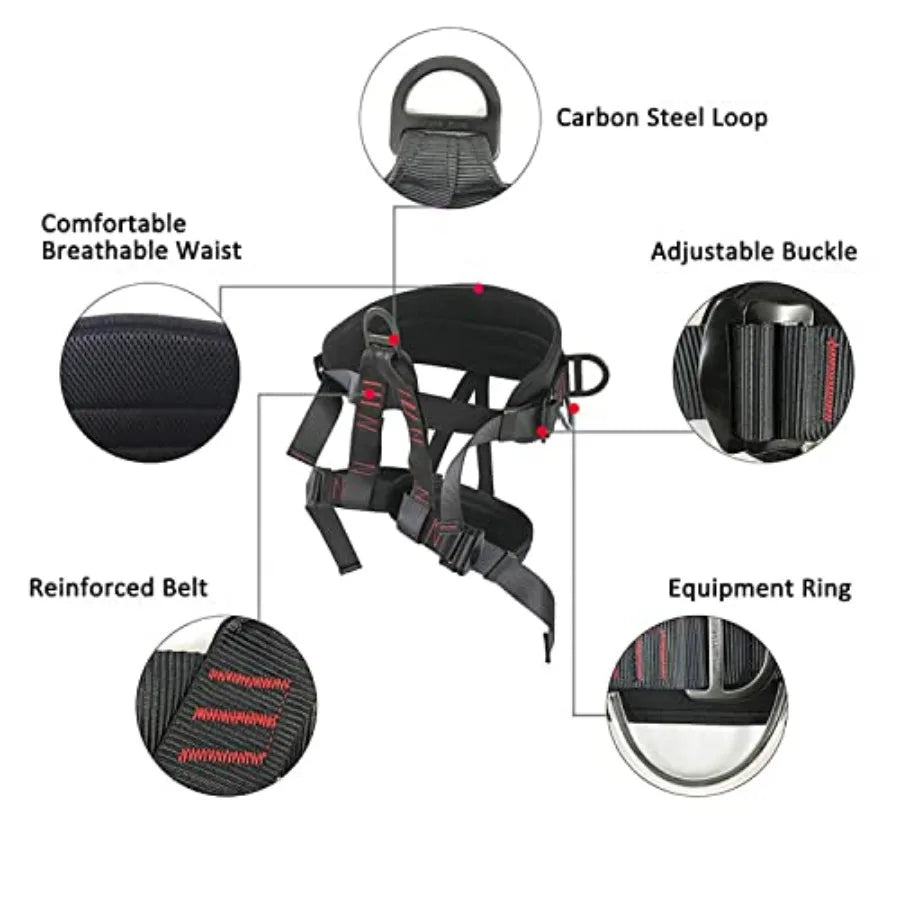 Adjustable Climbing Harness for Rescue Caving Rock Climbing and Rappelling