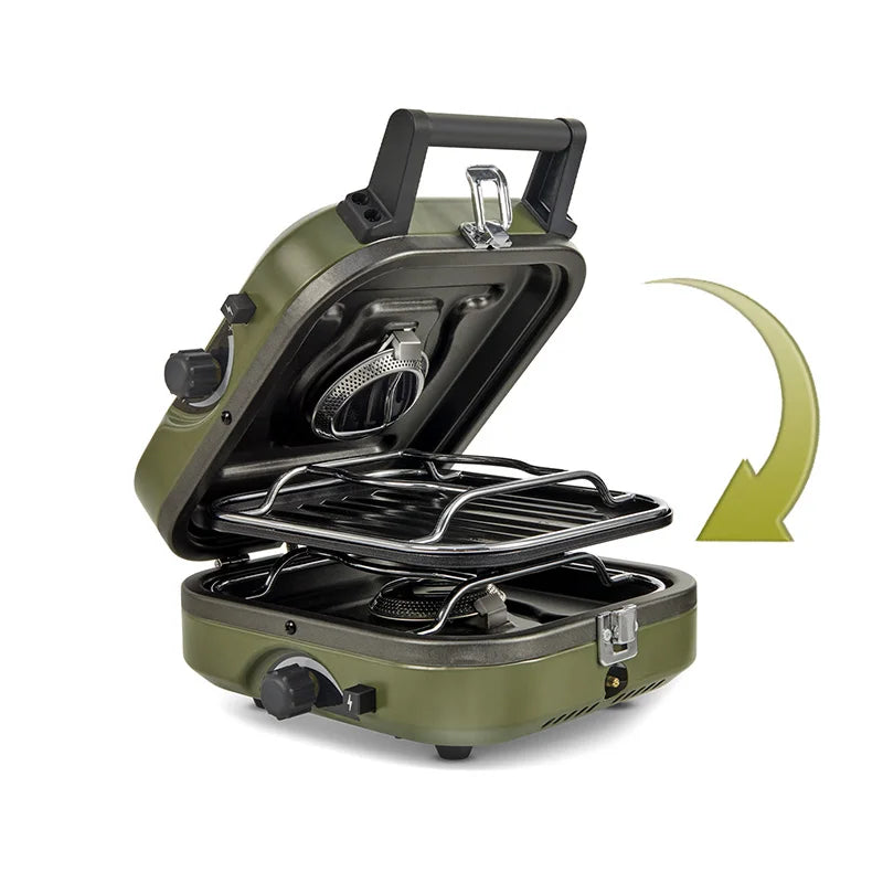 Naturehike 2 Burner Portable Gas Camping Stove Folding Griddle Cooktop