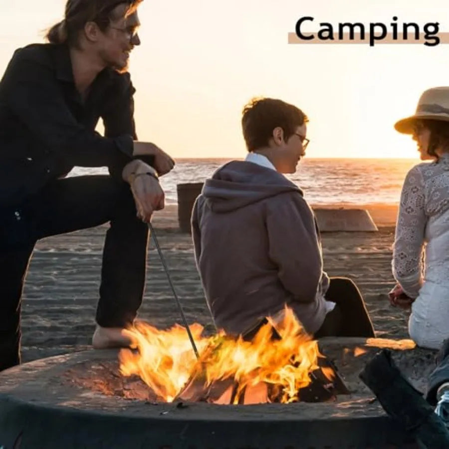Heavy Duty Camp Fire Poker With Wooden Handle Rustproof Camping