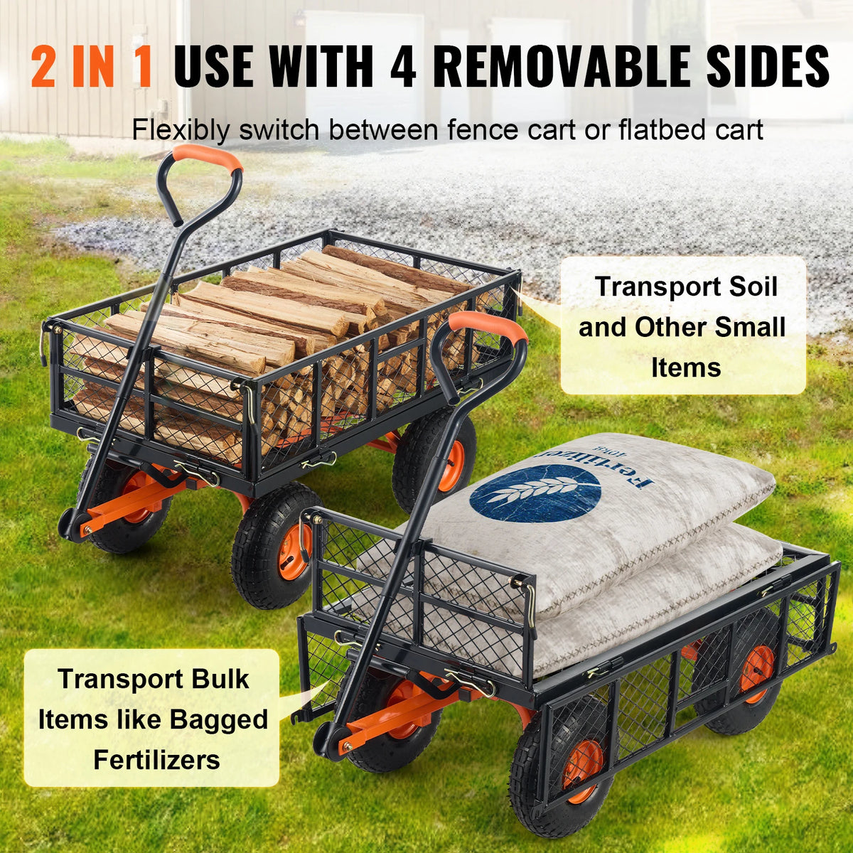 SucceBuy Heavy Duty Metal Garden Utility Dump Car Wagon