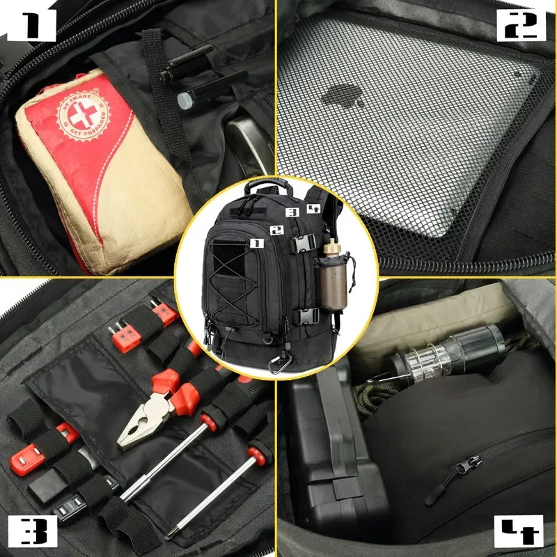 Water Resistant Tactical Nylon Backpack For Outdoor Hiking Travel