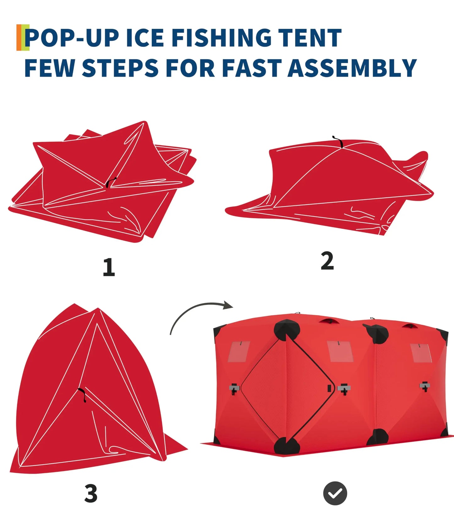 Pop Up Ice Fishing Tent Insulated Shelter Hub Style For 3 To 4 People