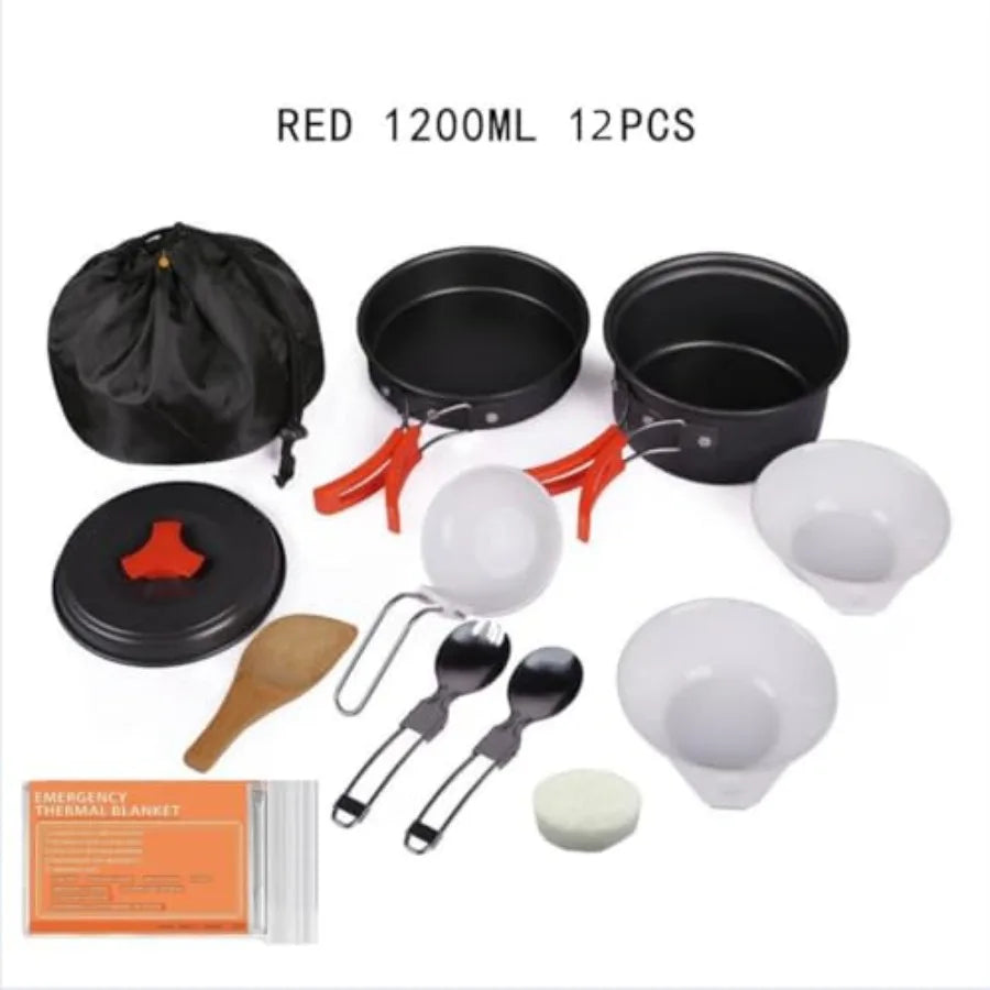 Lightweight Camping Cookware Set With Nonstick Pots And Utensils