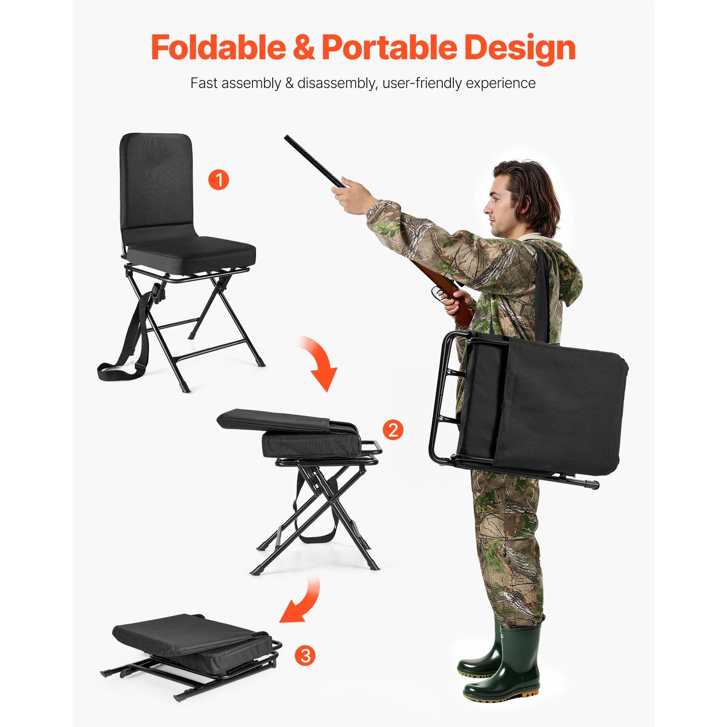 VEVOR Hunting Blind Chair 360 Degree Silent Swivel Foldable