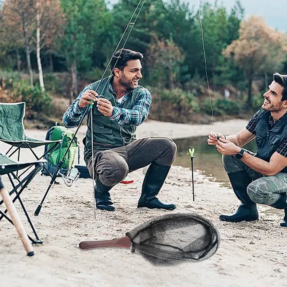 Shunmaii Portable Folding Fishing Landing Net With Wooden Handle