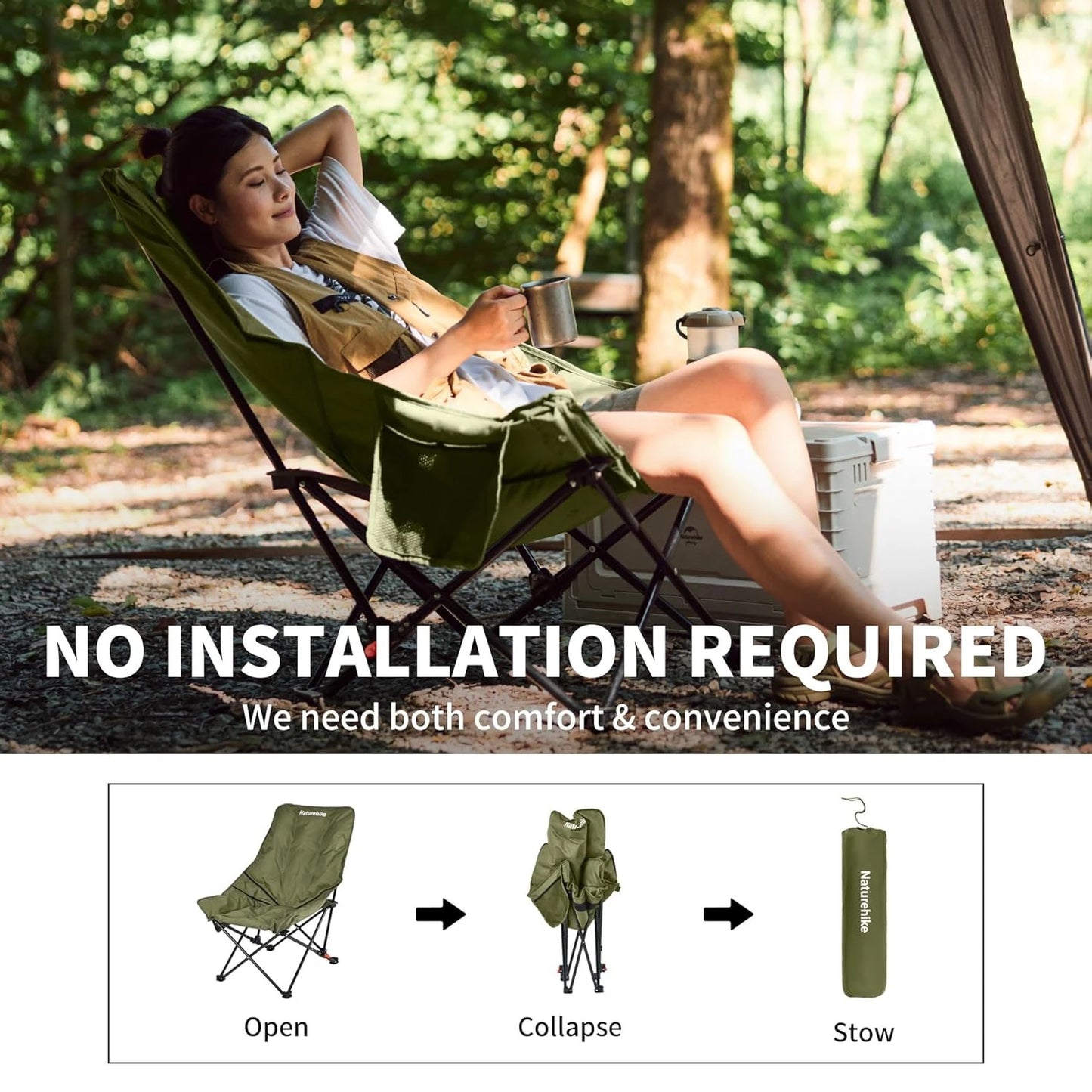 Naturehike High Back Moon Chair Camping Folding Lounge Seat