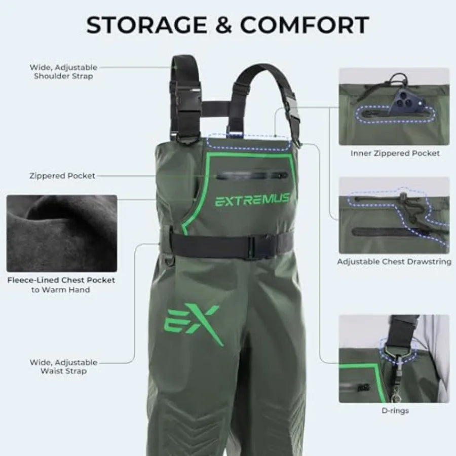 Men's PVC Chest Waders With Slip Resistant Boots For Outdoor Fishing