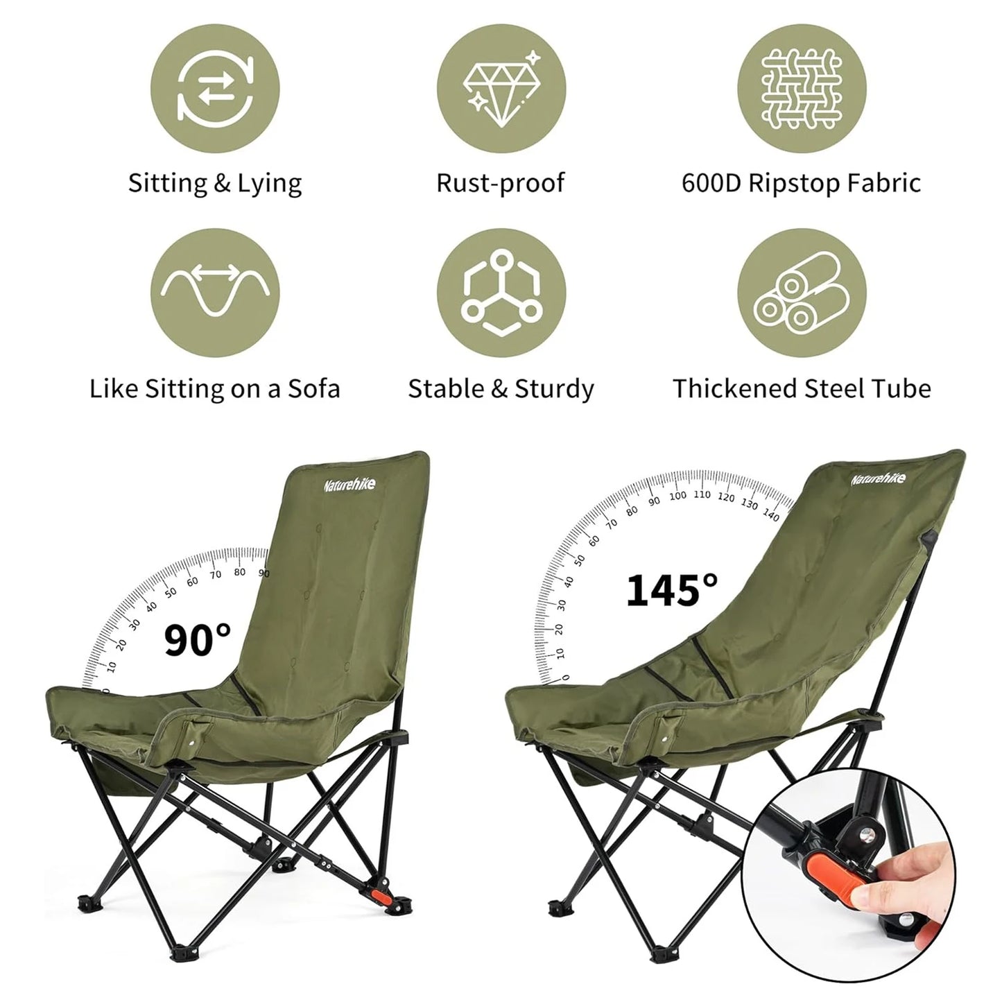 Naturehike High Back Moon Chair Camping Folding Lounge Seat