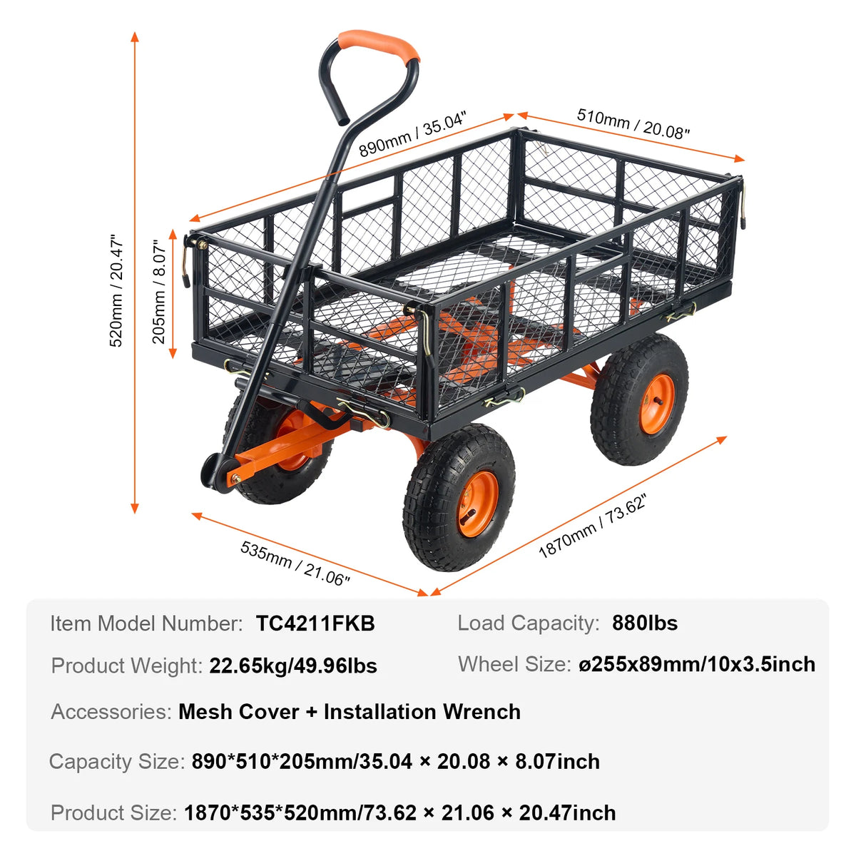 SucceBuy Heavy Duty Metal Garden Utility Dump Car Wagon