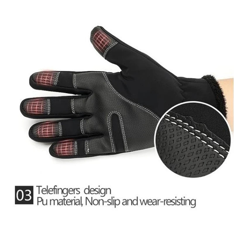 Waterproof Touchscreen Full Finger Fleece Gloves For Cycling Outdoor Running Ski
