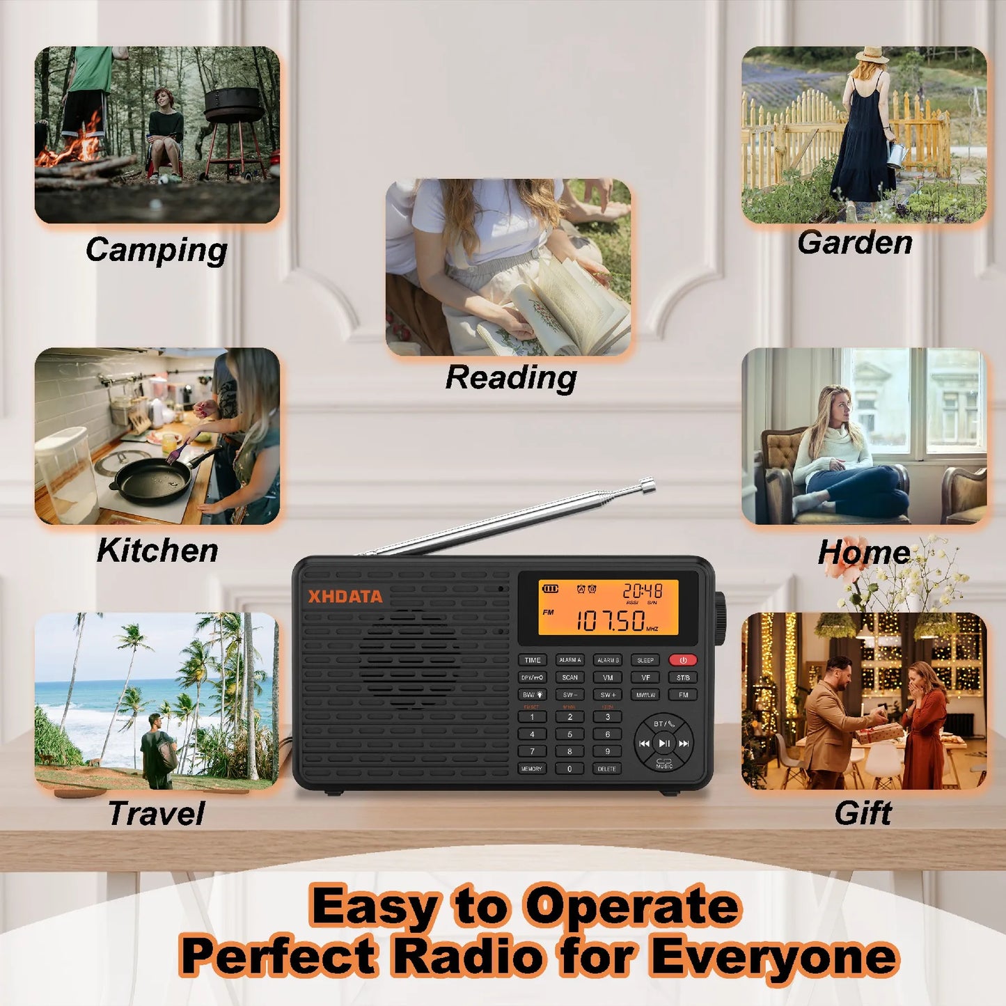 XHDATA D109 WorldBand DSP AM FM SW LW Receiver AlarmClock