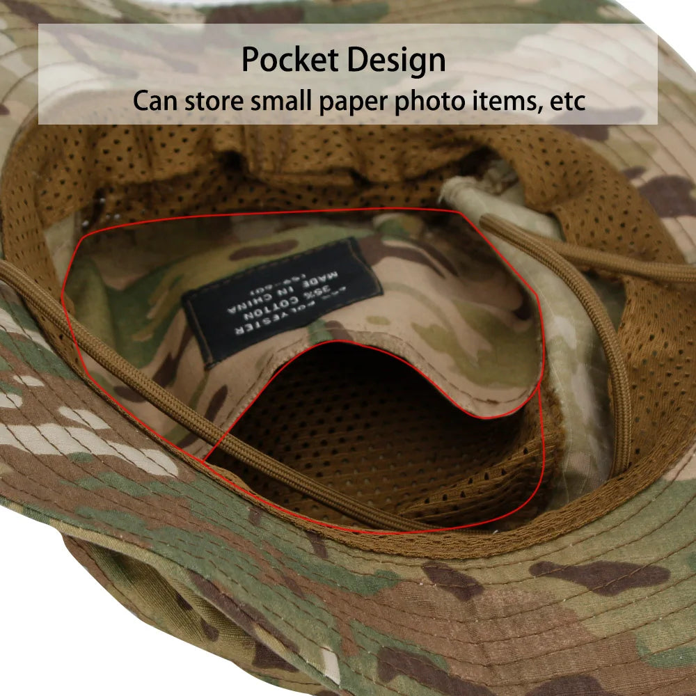 Unisex Breathable Boonie Hat For Outdoor Hiking And Fishing Windproof