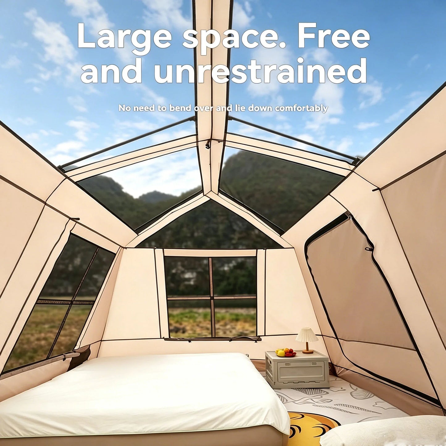 Fully Automatic Quick Set Family Camping Tent With Front Awning All Weather