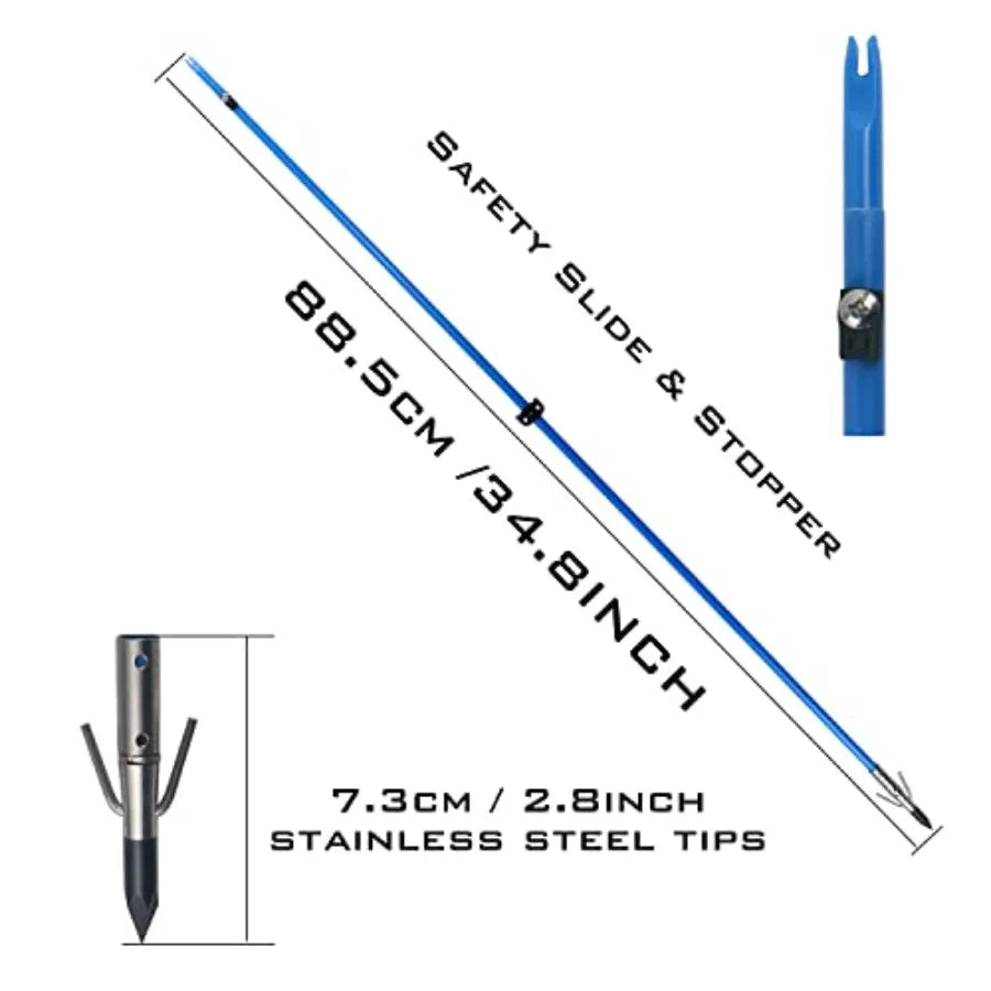 Fiberglass Bowfishing Arrows With Broadhead For Compound And Recurve