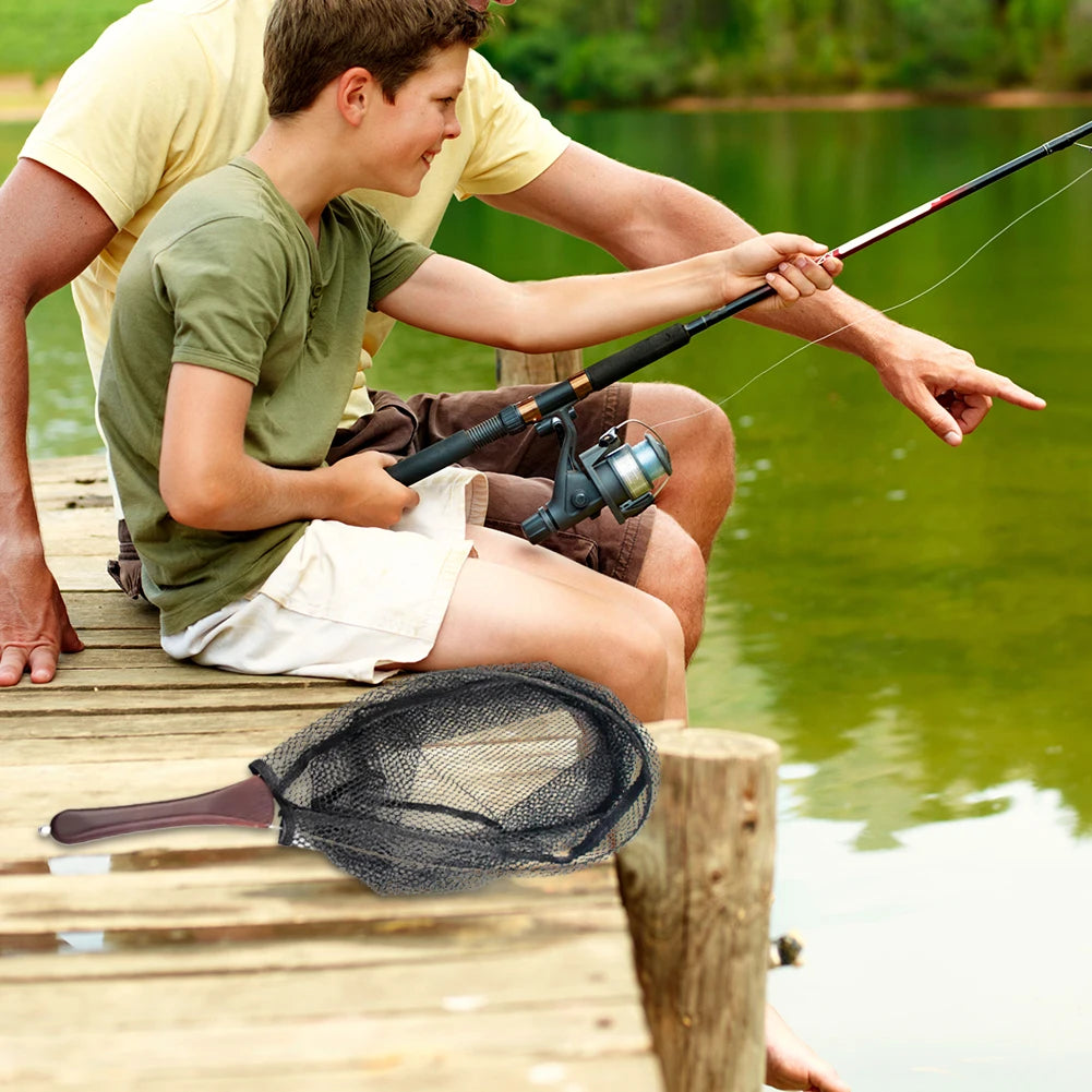 Shunmaii Portable Folding Fishing Landing Net With Wooden Handle