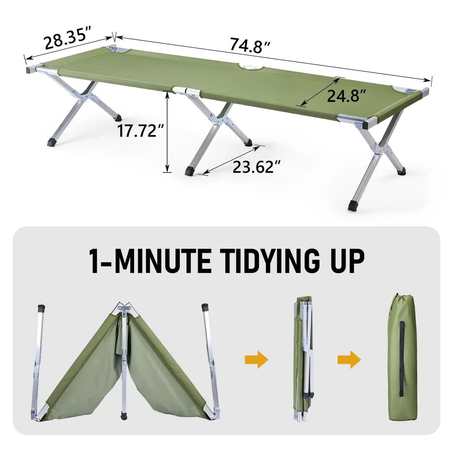 RHB03A Portable Folding Camping Cot With Carrying Bag