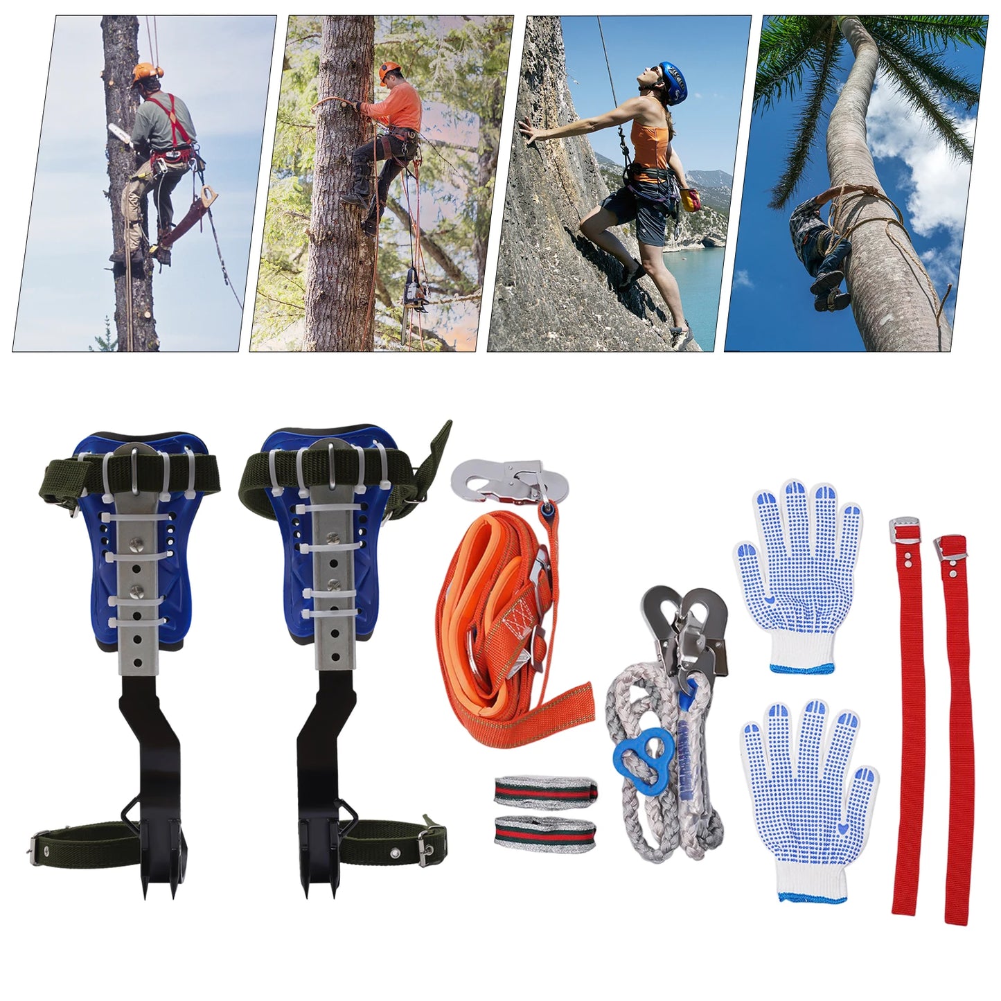 150Kg Capacity Adjustable Tree Climbing Spikes Gear Set With Harness Outdoor