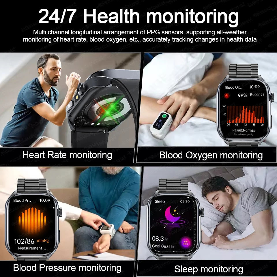 AI Health Diagnosis Smartwatch ECG PPG Blood Pressure BT Call