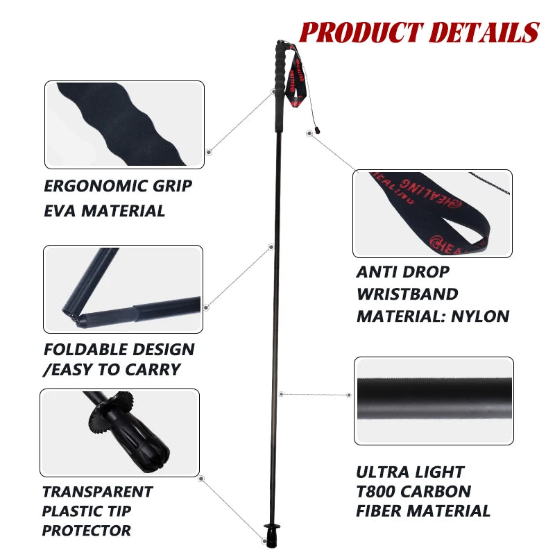 Okhealing Ultralight Carbon Fiber Five Section Trekking Poles For Hiking