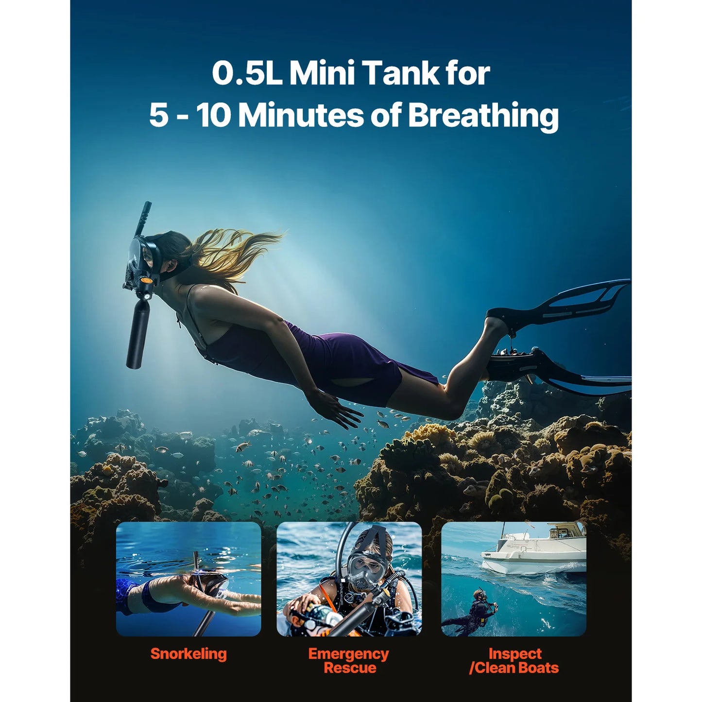 SucceBuy Scuba Tank Portable Diving Oxygen Cylinder For Underwater Breathing